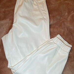 INC International Concepts Soft White Faux Leather joggers
